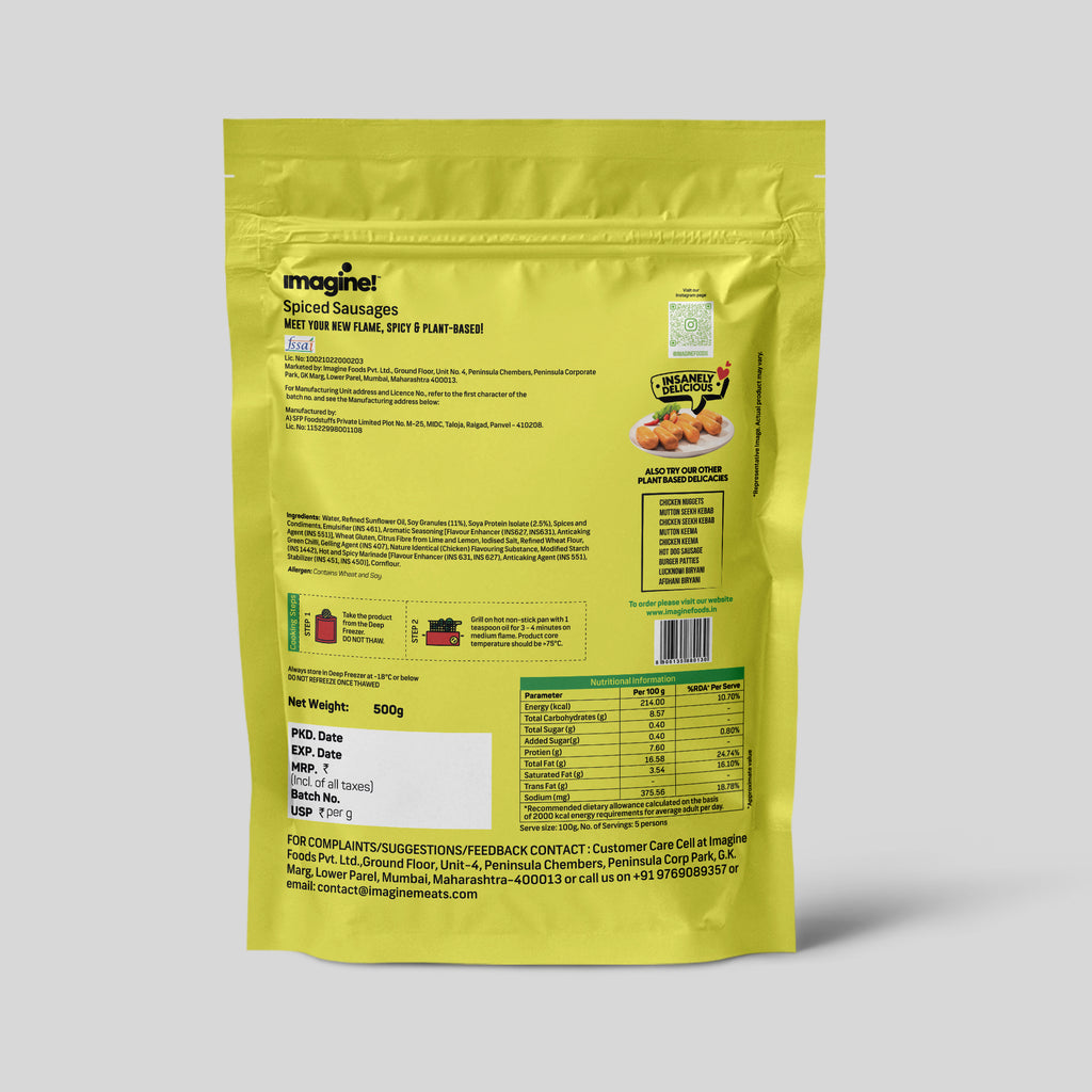 Plant Based Spiced Sausages (500g)